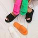 Women's Shoes Summer Large Size Thick Bottom Color Towel Fabric Fur Slippers For Women_vogvips.com