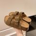 Bebealy Women's Sandals Soft-soled Platform Sandals Double Buckle Roman-style Belt-buckle Slippers Popular Slip-on Flat Slippers_vogvips.com