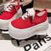 Summer New Ugly And Cute Bread Thick Soled Sponge Cake, Super High Heels, Small Casual Shoes, Breathable Red German_vogvips.com