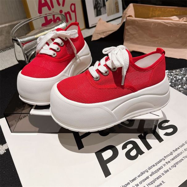 Summer New Ugly And Cute Bread Thick Soled Sponge Cake, Super High Heels, Small Casual Shoes, Breathable Red German_vogvips.com