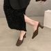 Elegant High Heel Closed Toe Mules For Women, 2025 Spring/Summer New Style, Chunky Heel, Comfortable, Shallow Mouth_vogvips.com