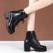 Plus Size 24 Autumn New Lace-up Round Toe Buckle Thick-soled Short For Women British Style Fashion Trendy Martin Boots_vogvips.com