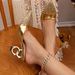 Women's Shoes Gold High Heels Color Matching Women's Shoes Special Heels Fashionable Pointed Back Hollow High Heels Simple Sandals_vogvips.com