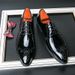 Euro Step 2025 Green Men Brogue British Style Wedding Groom New Large Size Leather Shoes_vogvips.com