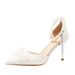 Women's Shoes Elegant Business Wedding Party French White High Heels Women's Stiletto Lace Wedding Dress Wedding Bride Main Wedding Dress Single Shoes_vogvips.com