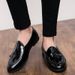 British-style Trendy Men's Casual Leather Shoes With Tassels, Pointed Toe, Versatile And Breathable, Hairstylist Slip-on_vogvips.com