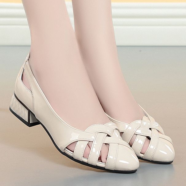 Shiny Leather Sole Soft Surface For Women 40-50 Years Old Hollow Non-Slip Wear-Resistant Comfortable Versatile New_vogvips.com