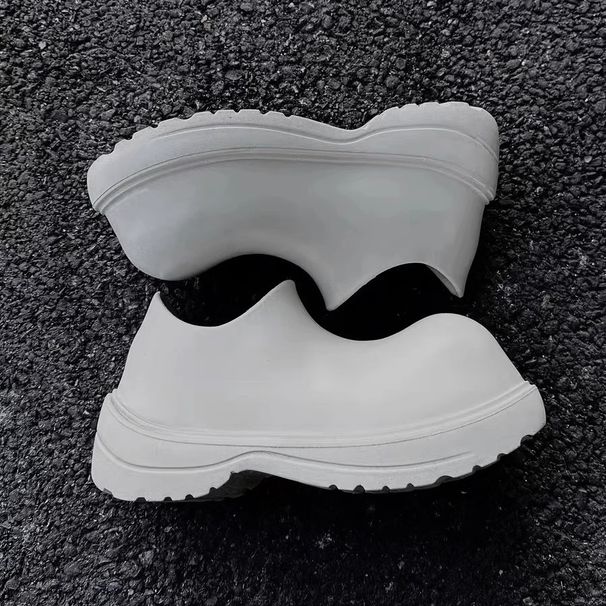 Shoes Men's Big Head Rain Boots Retro Casual Women's Couple Same Style Round Head Thick Bottom Heightening Black Summer_vogvips.com