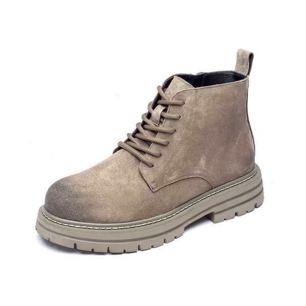 Men's Shoes 2025 New Autumn And Winter Cotton Leather British Style Work Boots Men's Thick Soled Suede Shoes_vogvips.com