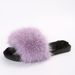 Autumn Winter New Home Round Furry Flat Large Size Open Toe One-Strap Outdoor Women's Slippers_vogvips.com