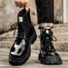 European Warm Series Martin New Autumn Winter British Casual Black Glossy Leather Men's Thick Sole Height Increasing Motorcycle Work Boots_vogvips.com