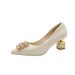 New Simple Light Luxury Pointed Toe Square Buckle Small Thick Heel Fashion High Heeled Women S Shoes Comfortable And_vogvips.com