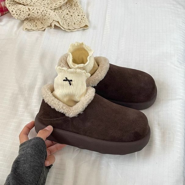 Women's Shoes Wool Version ~ Fur And Leather Snow Boots Women's Winter New Thick Sole Height Increase Two Wear Big Potato Thick Cotton Shoes Women_vogvips.com