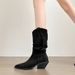 Pointed Toe Chunky Heel Slouch Mid-Calf 2024 Autumn Winter Brown Over-the-Knee Short For Petite Women Long Boots_vogvips.com