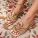 Gold Sequined Twisted Sandals Square Toe Open Toe Slippers Fashionable Women's Flip Flops For Party And Casual Wear Multi-Color_vogvips.com