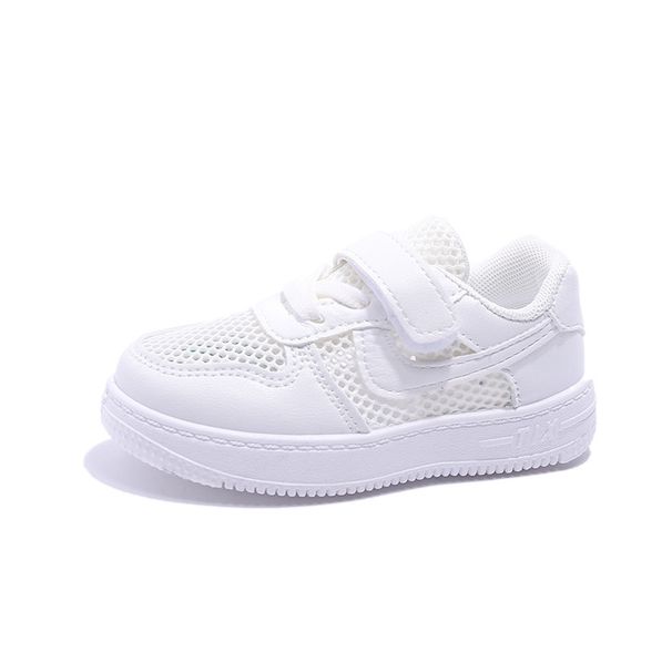 Super Light Velcro Sneakers Solid Bottom Board Shoes Boys And Girls Collegiate Style Small White Shoes_vogvips.com