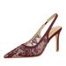 312-6 European And American Style Party High-heeled For Women, Shallow Cutout Lace Mesh Back Strap Stiletto Pointed Toe_vogvips.com