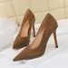 1829-5 Style Sexy Nightclub Slim Super High Heel Suede Shallow Mouth Metal Chain Pointed Women's Singles_vogvips.com
