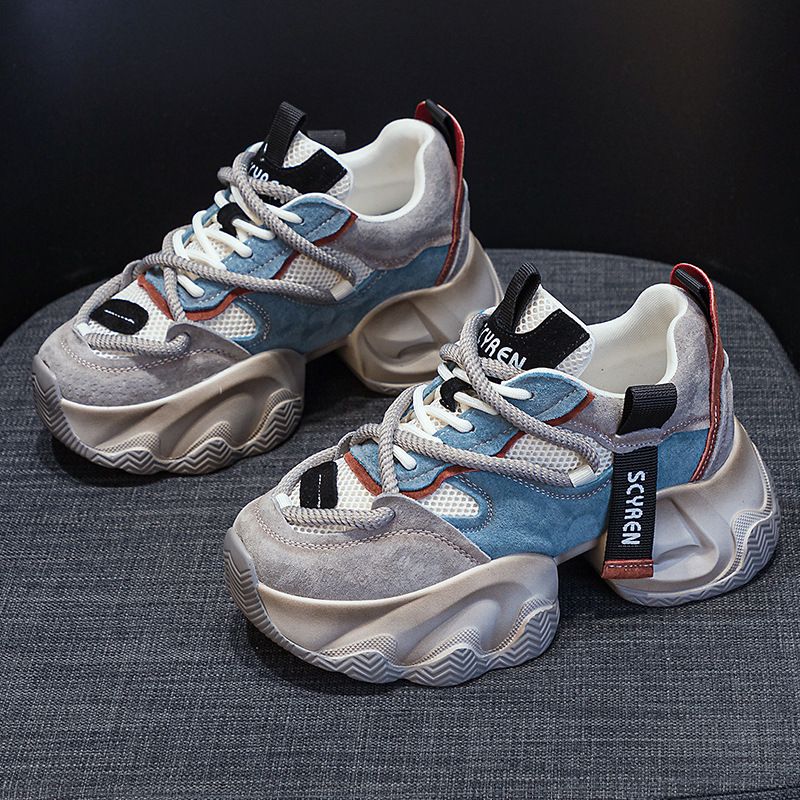 Thick-soled Dad Shoes For Women, Inner Height-increasing Casual Versatile Style Lace-up Student Shoes_vogvips.com