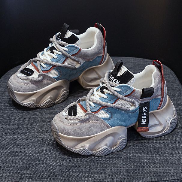 Thick-soled Dad Shoes For Women, Inner Height-increasing Casual Versatile Style Lace-up Student Shoes_vogvips.com
