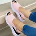 plus Size Women's Summer Thick Soled Simple Velcro Casual Peep Toe Sandals for Beach_vogvips.com