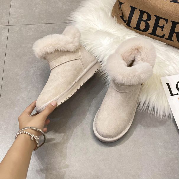 Snow Boots For Women New Winter Warm Fur Integrated With Plush Thick Bread Northeast Cotton Shoes_vogvips.com