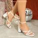 Large Size White Women's Shoes Chunky Heels Women's 2024 Summer New Line With Square Head Open-toed Sandals_vogvips.com