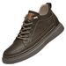 Men's Shoes Cowhide Platorm Heightening Board Shoes British Casual Leather Shoes Large Size Men's Shoes Low Top British Single Shoes_vogvips.com