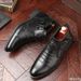 Winter Men's Elegant Boots Ankle Non Slip Leather Shoes British Zip Black Knight Boots Pointed Punk Platform Male_vogvips.com