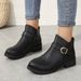 Autumn Winter New Plus Size Women's Round Toe Side Zipper Chunky Heel Ankle Fashion Boots Style_vogvips.com