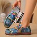 Ethnic Style Women's Casual Slip-On Canvas Shoes - Colorful Lace-Up Low-Top Sneakers With Artistic Doodle Design, Breathable & Comfortable_vogvips.com