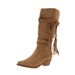 Cowhide Version~ Tassel Wasteland Style Summer For Women, Melad Xinjiang Thick Heel Knight Boots, Stacked Long Boots_vogvips.com