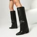 Women's Fashion Boots With Chunky High Heel - Knee High Winter Boots In PU Leather For Fall And Spring - Stylish & Comfortable (White, Black, Pink)_vogvips.com