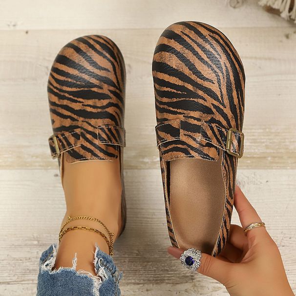 2026 New Retro Tiger Pattern Baotou Half Slippers Low Heel Large Women's Shoes_vogvips.com