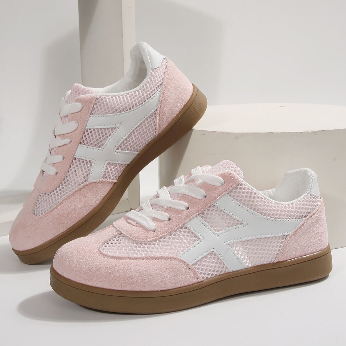 Mesh Large Size White Women S Spring And Summer New Casual Breathable Versatile Sports Flat Baseplate Shoes_vogvips.com