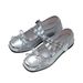 French Style Arrival ~ Silver Square Toe Shallow Mary Jane For Women Spring Summer New Soft Leather Bow Ballet Shoes_vogvips.com