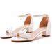 Women’s Shoes 5cm thick heel sandals shallow mouth one strap square heel buckle sandals white embroidered lace wedding shoes high heels_vogvips.com