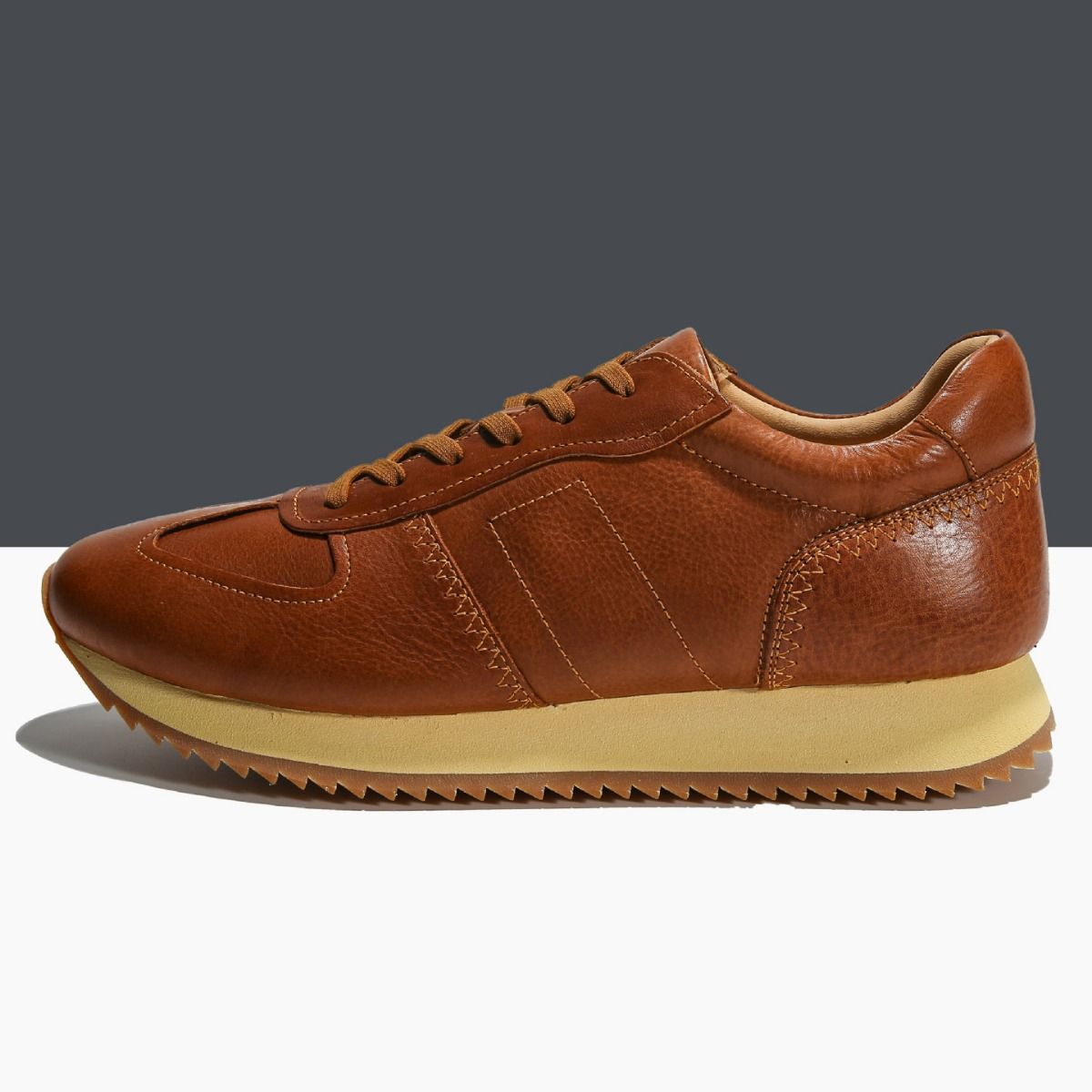 Grandmaster Brown Men's Autumn Casual Thick Soled British Style High-end Versatile Leather Forrest Gump Shoes_vogvips.com