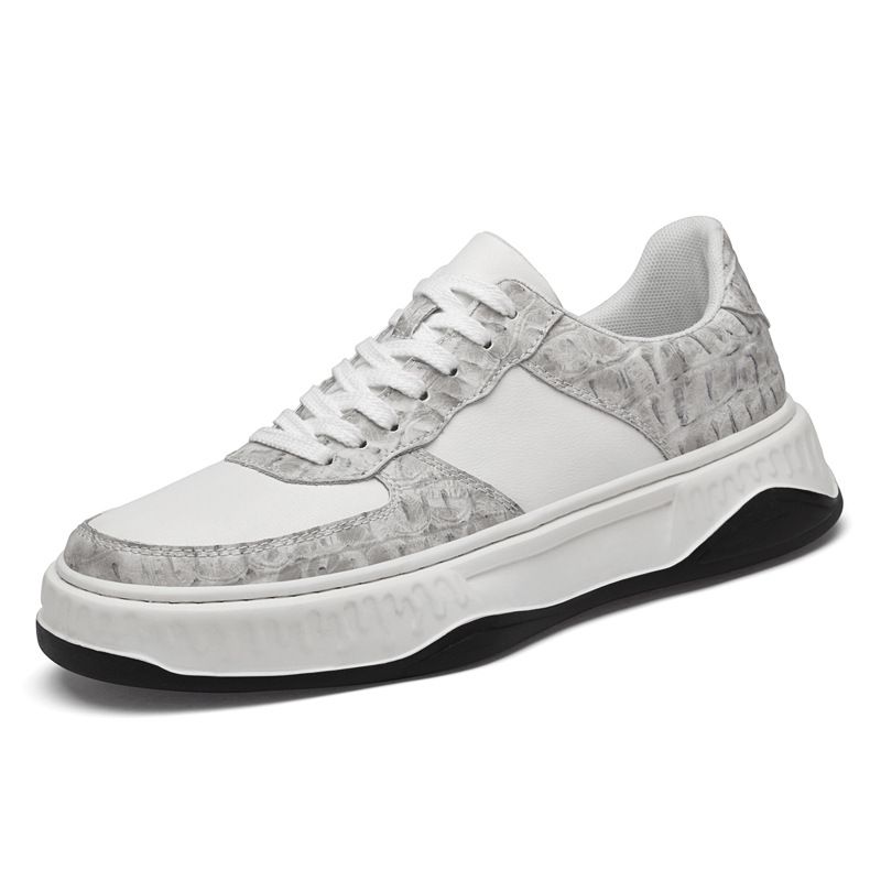 Platform Couple Board Shoes First Layer Cowhide Casual Board Shoes Men's Genuine Leather Black And White White Shoes Boys_vogvips.com