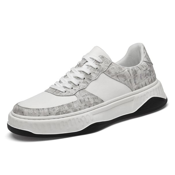 Platform Couple Board Shoes First Layer Cowhide Casual Board Shoes Men's Genuine Leather Black And White White Shoes Boys_vogvips.com