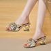 Flower Hollow For Women High One Strap Outdoor Fashion Thick Heel Half Support Square Toe New Style Sandals Slippers_vogvips.com