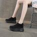 Hollow Women's Sandals Round Head Gypsy Rhinestone Casual Breathable Thick-soled Heightening Shoes_vogvips.com
