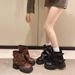 35-42 Large Shoes 41 To 43 Size Wide Fat Feet Sole Martin Women's Autumn And Winter Fashion Thick Heel Short Boots_vogvips.com