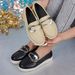Women's British Style Metallic Platform Loafers Retro Low Top Plus Size Spring New Style Comfortable Breathable Casual Shoes_vogvips.com