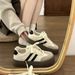 Women's White Platform Sneakers Spring 2026 Style Casual Lace-Up Height Increasing Argande Training Single Shoes_vogvips.com