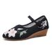 Pointed Single Lily Flower Embroidered Cloth Fashionable Women's Shoes, One Line Buckle_vogvips.com
