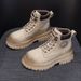 Rhubarb Boots Women's Pigskin Thick-soled Outdoor Hiking Tooling Short Boots Martin Boots Women's Shoes_vogvips.com