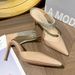 French-style One-strap Closed-toe Sandals For Women, 2026 New Model, Rhinestone Pointed Toe, Thin Heel, Elegant Nude_vogvips.com