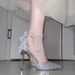 Fairy Style Crystal Bridesmaid Wedding Hollow Sandals Summer New Bow High Heels Stiletto Pointed Toe Single Shoes For_vogvips.com