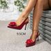 Women's Shoes Wine Red High Heel Sandals Women's Stiletto Fashion Party Pointed Shoes Red Rose Flower High Heel Sandals_vogvips.com